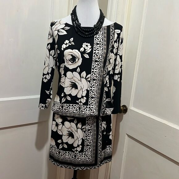 Pretty "Fold Under" White House Black Market 3/4 sleeve Dress Women's XL - Picture 6 of 9